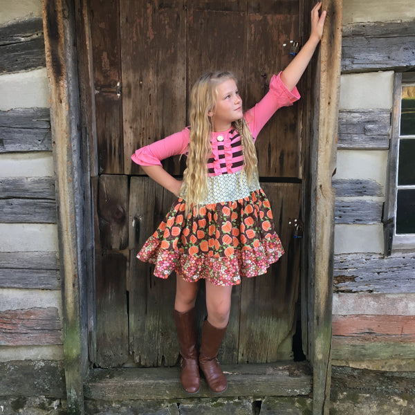 girl's Thanksgiving dress with pumpkins
