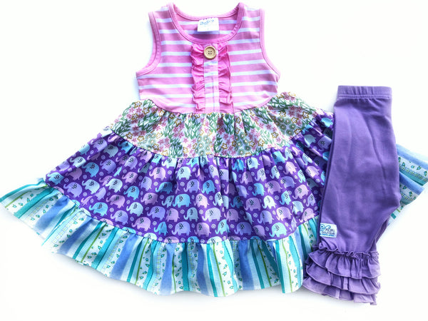 Rainbow Elephant Twirl dress