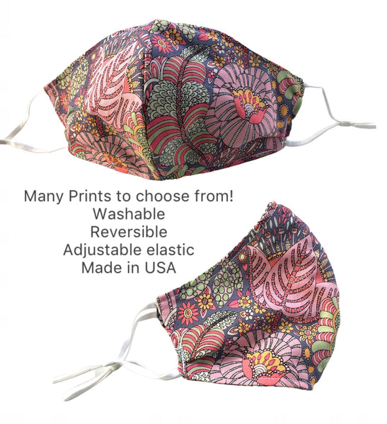 Fitted reversible face mask w/ adjustable straps