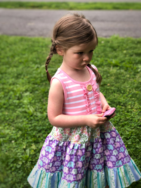 Rainbow Elephant Twirl dress