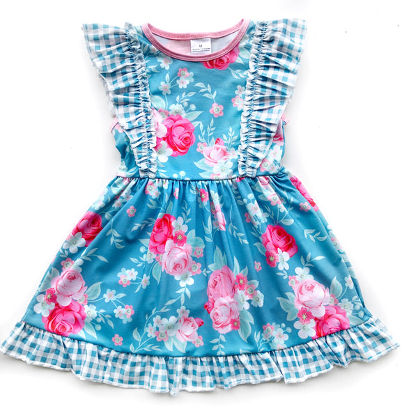 Aqua Floral Picnic dress