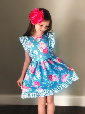 Aqua Floral Picnic dress