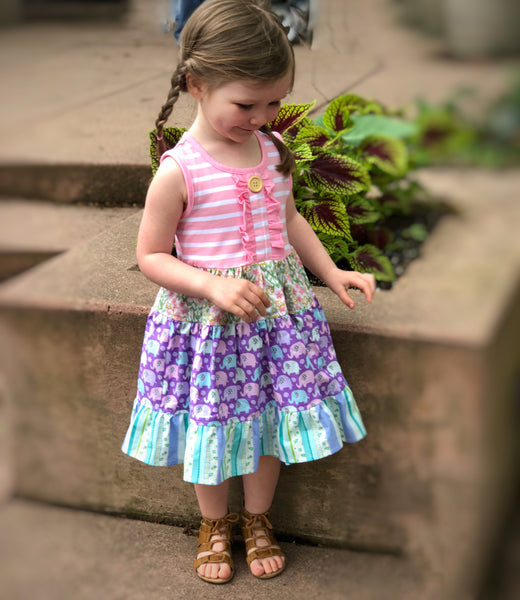 Rainbow Elephant Twirl dress