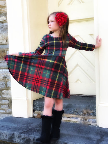 Holiday Plaid Twirl dress