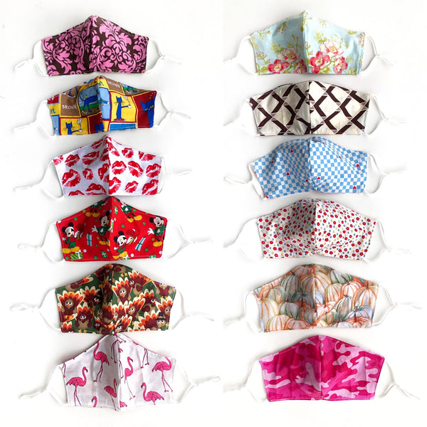 Fitted reversible face mask w/ adjustable straps