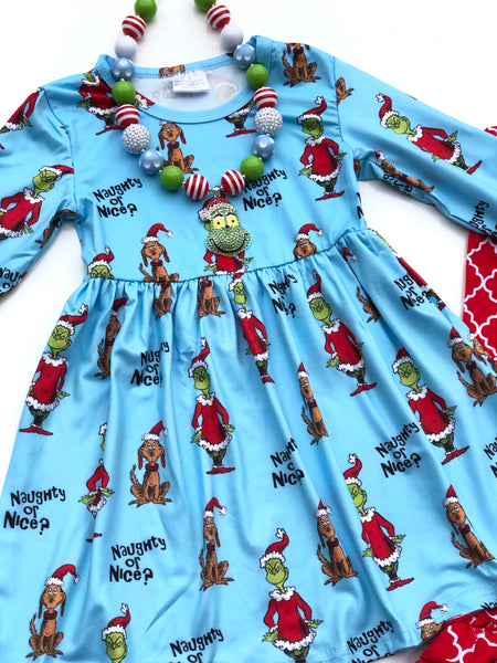 Christmas Grinch dress (sz 12mo & 18mo)